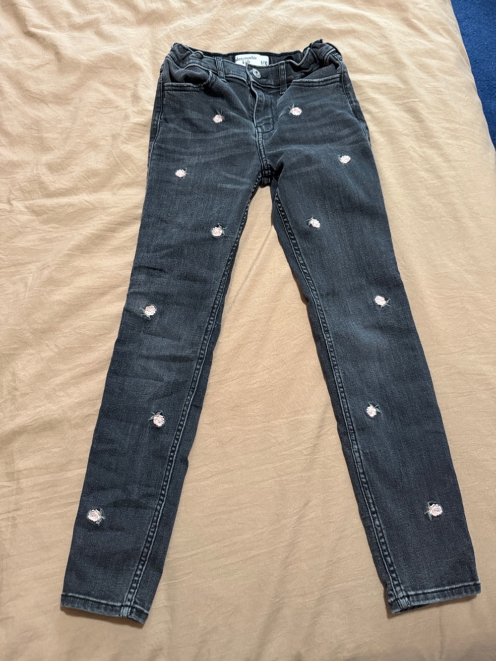 abercrombie kids Black Skinny Jeans with Pink Spot Accents